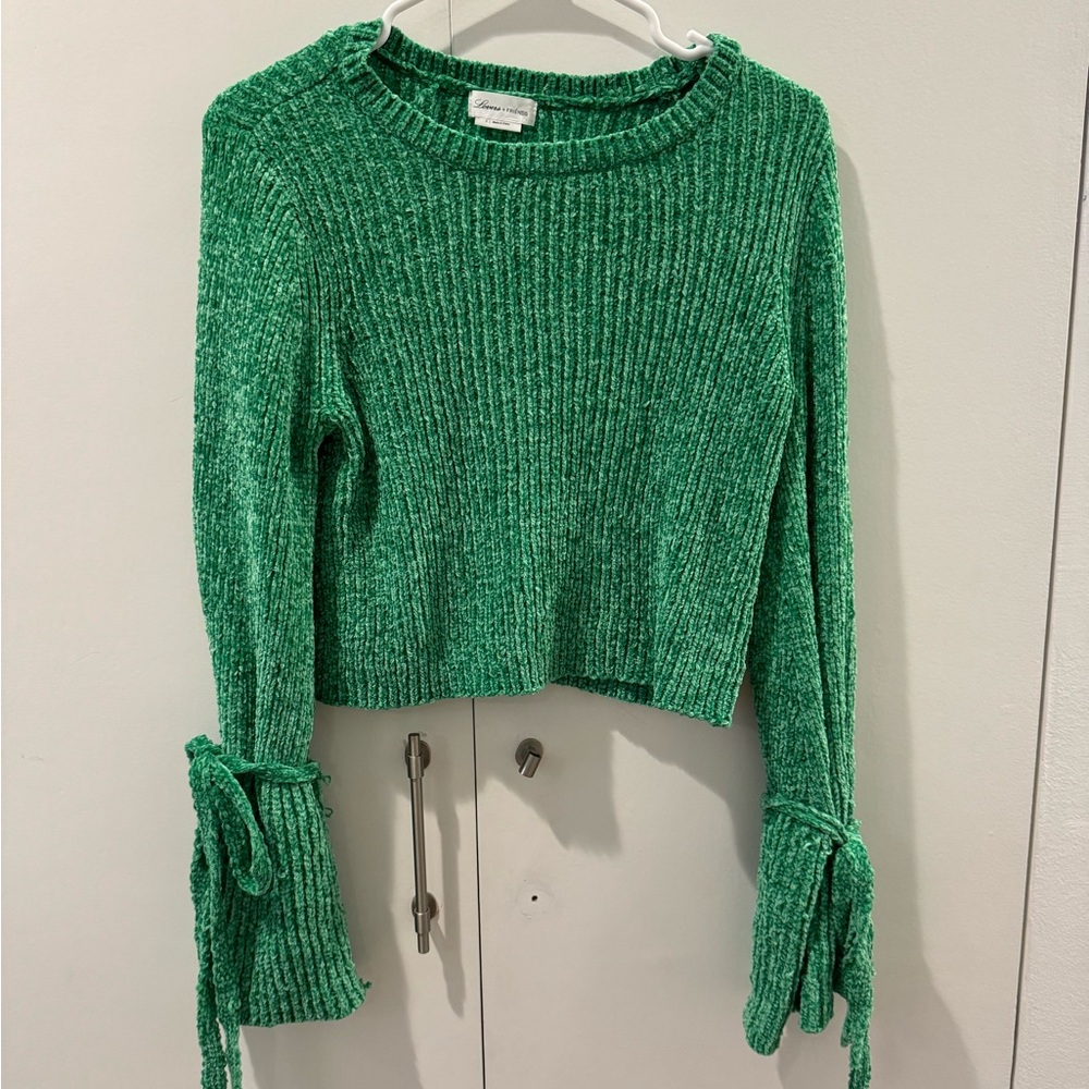 Green for love and lemons cropped sweater size small